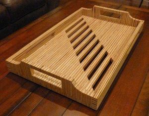 JUNJI Customizable Bamboo Square Nesting Serving Trays <b>Rectangular</b> Shape with Cut Handles for Kitchen & Bathroom Use - Product Image 2