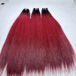 ช่อผมตรงแบบมีโครง100% สำหรับต่อผมตรงสีเบอร์กันดีไม่พันกันผู้บริจาคคู่ - Product Image 4