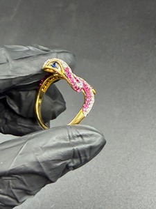 Anillo de cóctel de plata 925 chapado en oro amarillo con diseño de serpiente, con rubí y moissanita, anillo de diamante con forma de animal con claridad VVS - Product Image 5