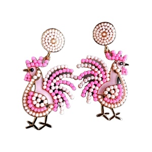 Élégant nouveau poulet Design broderie coq balancent boucle d'oreille avec fantaisie artisanat Premium haute qualité à la mode belle pour fille - Product Image 2