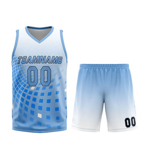 Conjunto de Uniforme de Baloncesto Sublimado Personalizado, Unisex para Adultos, Cuello en V, Sin Mangas, Transpirable, Poliéster, Estampado Geométrico - Product Image 1