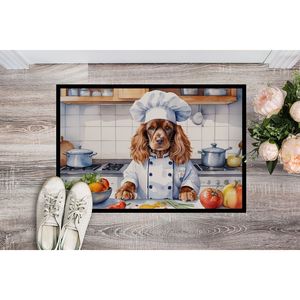 Nouveau paillasson de chef Cocker Spaniel anglais 18H X 27W intérieur extérieur antidérapant lavable tapis à poils bas pour porte d'entrée - Product Image 2