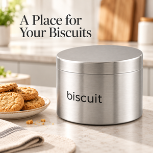 กระป๋องเก็บอาหารสแตนเลสทรงกลม ปิดสนิท สำหรับเก็บบิสกิต ชา กาแฟ น้ำตาล - Product Image 4