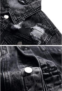 Blouson en jean tendance pour homme, coupe-vent et respirant, col montant, style déchiré, haute qualité - Boomlet Corporation - Product Image 3