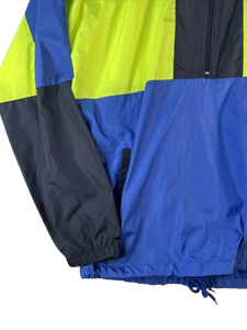 Men's Hooded Waterproof Windproof Reversible <b>Quilted</b> Filled Casual <b>Jacket</b> Color Blocking Blue/Yellow Canvas Fabric Zipper - Product Image 3