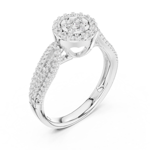 Anillo de Diamantes de Lujo con Alas de Ángel, Plata, para Mujer, Clásico, para Boda o Compromiso, Certificado IGI, Corte Brillante Redondo - Product Image 3