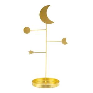 Gold Brass Round Jewelry <b>Tray</b> With Two Tiers Minimalist Design Tabletop Storage For Bedroom Indoor Use Multi Functional - Product Image 2