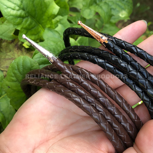 Bulk 5mm Black Dark Brown Natural Bolo <b>Braided</b> Leather <b>Cord</b> for Jewelry Supplies Professional Jewelry Leather <b>Cord</b> Supplier - Product Image 3