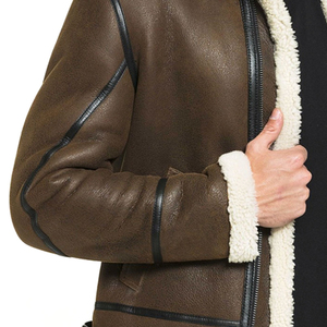 <b>Men</b> Shearling <b>Leather</b> <b>Jacket</b> Classic & Trendy Styles <b>Men's</b> Fur Collar Shearling Brown Sheepskin <b>Leather</b> <b>Jacket</b> Winter Wear Whole - Product Image 6