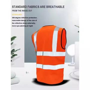 Gilet de sécurité unisexe haute visibilité ANSI Classe 2 en polyester imperméable |   Vêtements de travail réfléchissants multi-poches pour le contrôle de la circulation - Product Image 4