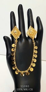 Anillos de dedo chapados en oro de 24 quilates con los últimos diseños árabes de moda. - Product Image 3