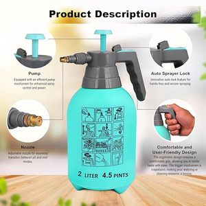 Pulvérisateur classique multifonctionnel à main, bouteille de pulvérisation d'eau pour le jardinage, la désinfection, le lavage de voitures et de vélos, la maison et le jardin, 2 litres - Product Image 4