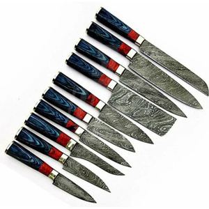 Ensemble de couteaux de chef professionnels très demandés avec lame en damas, manche en résine et bois de Pakka, accessoires de cuisine en acier inoxydable - Product Image 5