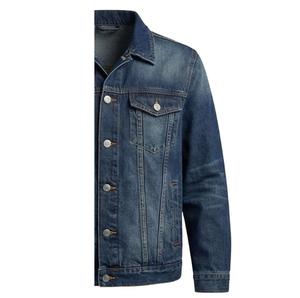Veste en jean bleue pour homme, sur mesure, de haute qualité, tendance, coupe slim, en coton, pour l'hiver et l'automne - Product Image 4