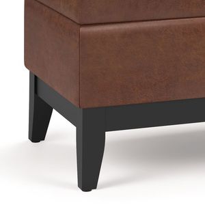 Panca contenitore con vassoio in stile vintage marrone sella Oregon - Sgabelli e pouf - Product Image 6