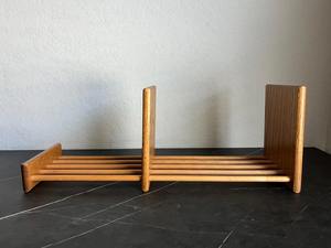 Support à livres en bois de chêne de style Mid-Century, étagère à livres coulissante vintage, support de rangement de bureau, étagère de bureau - Product Image 3