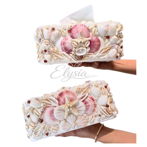 Handmade Natural Seashell <b>Tissue</b> Box Cover Coastal Beach Decor Shell <b>Tissue</b> Holder Home Bathroom Tabletop Decoration Gift - Product Image 1
