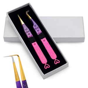Professional Stainless Steel Facial Hair Remover Tool Customized Slanted Eyebrow Eyelash Tweezers Custom Eyelash Tweezers <b>Set</b> - Product Image 4