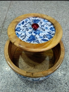 Artisan Craft Wooden Chapati <b>Box</b> with Lid <b>Floral</b> Print Durable Square Storage Polished Finish Kitchen Organizer Gift Souvenir - Product Image 2