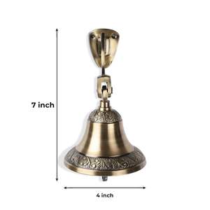 Campana Antigua de Latón, Campana Decorativa de Latón Sólido Vintage con Sonido Profundo y Resonante, Diseño de Base Grabada - Product Image 4