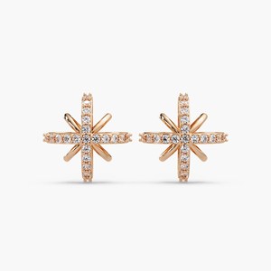 Pendientes de Oro Sólido de 14K/18K con Diamantes Cultivados en Laboratorio, Diseño de Estrella del Norte Polaris, 0.30Ctw, Engaste Pavé, Joyería Celestial - Product Image 2