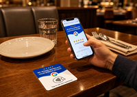 Support de table en PVC avec carte magnétique NFC personnalisée, impression offset pour les avis Google et les médias sociaux