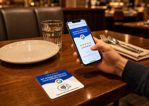 Support de table en PVC avec carte magnétique NFC personnalisée, impression offset pour les avis <span class=keywords><strong>Google</strong></span> et les médias sociaux - Product Image 6