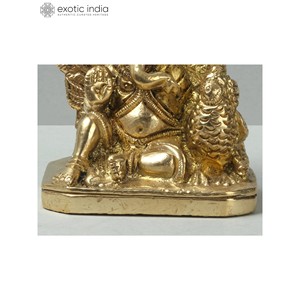 รูปพระพิฆเนศขนาด2นิ้วรูปนกยูงรูปปั้นทองเหลืองหรูหราสำหรับบ้านของขวัญและวิหารสร้างขึ้นในอินเดีย - Product Image 3