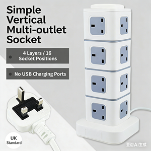 Enchufe USB con interruptor de sobrecarga independiente y protección contra sobretensiones para uso doméstico y de oficina, suministros eléctricos, enchufe múltiple vertical de varios lados. - Product Image 6