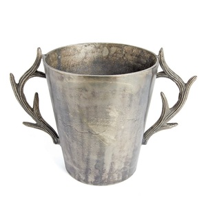Elegante Cubetera Metálica para Vino, Enfriador de Champán de Acero Inoxidable Plateado Antiguo con Asas Laterales para Decoración del Hogar - Product Image 6