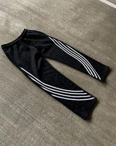 Venta caliente de alta calidad Hombre Pantalones Streetwear holgado algodón francés Terry Sun Faded lavado Rhinestone pantalones de chándal hombres - Product Image 2