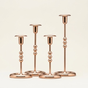 Solid <b>Brass</b> Taper Candle Holder Set Of 2 Elegant Vintage Gold <b>Candlestick</b> Stands For Wedding Centerpiece Modern Minimalist Table - Product Image 6