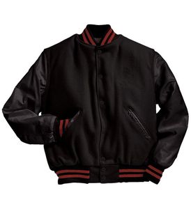 Veste universitaire pour homme, noire avec manches orange, couleur unie, boutonnée sur le devant, col rabattu, style décontracté pour l'automne - Product Image 4