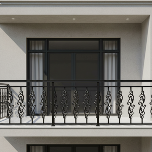 Balustrade de balcon et d'escalier en fonte gris premium, robuste, motif Paris, technique de moulage au sable, métal poli pour Ba... - Product Image 1