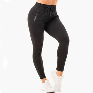 <b>Women's</b> Pink High Waist <b>Jogger</b> Pants Full Length Drawstring Elastic Cuff <b>Skinny</b> Fit Solid Color Back Zip Pocket Autumn Wear - Product Image 5