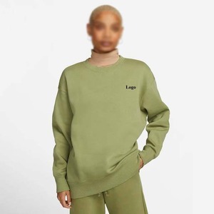 Sudadera informal estilo streetwear 2026, personalizada en color verde liso para mujer - Product Image 1