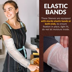 1000 Pack Clear Disposable 18-Inch <b>Arm</b> <b>Sleeves</b> Waterproof Polyethylene Protective <b>Covers</b> Elastic Ends 1 Mil Disposable <b>Sleeve</b> - Product Image 4