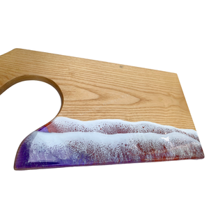 เขียงไม้สไตล์ชายทะเลลายคลื่นสีม่วง ทำด้วยมือสำหรับใช้ในครัว - Product Image 2