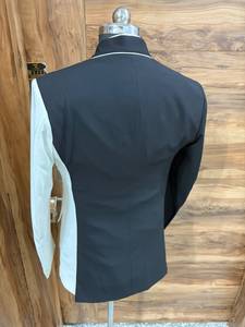 Costume de smoking 3 pièces pour homme, noir et blanc, sur mesure |   Costume de marié slim fit |   Blazer de soirée formel à revers châle, sur mesure - Product Image 6