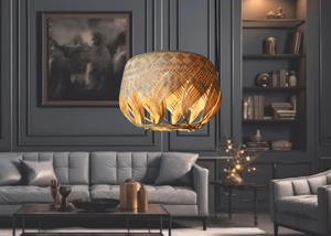 Panier en bambou Hanakago, style japonais vintage pour arrangement floral Ikebana, lampe suspendue en rotin artisanale de haute qualité, écologique - Product Image 2