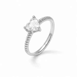 Anillo de compromiso con diamante de corte triangular en oro blanco con engaste de puntas, joyería fina clásica para mujer - Product Image 3