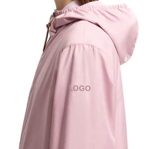 Customize Option <b>Women</b> Hooded Windbreaker <b>Jacket</b> <b>Lightweight</b> Polyester Wind Resistant Zipper Closure Outdoor Casual Premium Coat - Product Image 5