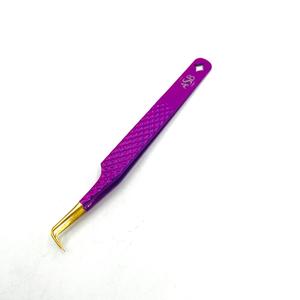 Pinzas de Precisión para Pestañas de Color Morado, Acero Inoxidable, Punta de 90 Grados, Superficie Lisa, Herramienta Profesional para Extensión de Pestañas - Product Image 6