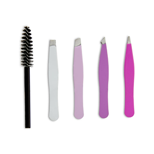 Ensemble de pinces à sourcils à pointe fine en acier inoxydable, kit d'outils de maquillage et de toilettage moderne et durable avec brosse à sourcils - Product Image 1