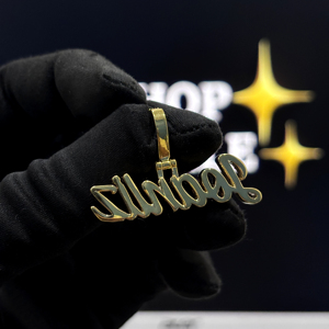 Colgante con Nombre Personalizado, Plata de Ley 925, Chapado en Oro, Moissanita VVS, Letra en Script, Collar Hip Hop Personalizado - Product Image 2