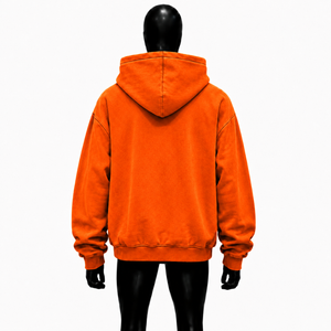 Sweat à capuche graphique oversize orange, style streetwear vintage, avec motif portrait blanc, en molleton de coton épais, en promotion - Product Image 2