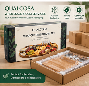 Ensemble de planches à charcuterie modernes en bois d'acacia de qualité supérieure, plateau de service pour fromages et apéritifs, bols en céramique, ensemble de couteaux, vente en gros OEM - Product Image 6