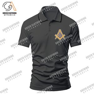 Chemises polo de performance à col rabattable, décontractées et professionnelles, respirantes, confortables, à motif uni, design technique, chemises polo maçonniques - Product Image 2