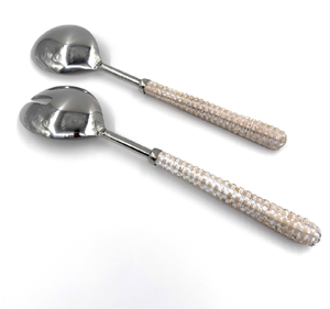 Cuillères en rotin et acier inoxydable, 5 pièces, manche en rotin avec boîte d'emballage noire, couverts en acier inoxydable - Product Image 5
