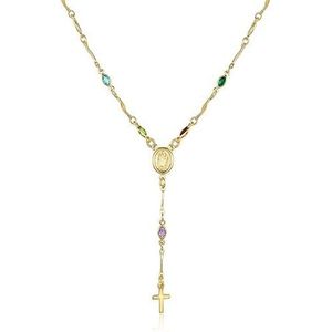 Collier Multicolore Vierge Marie Plaqué Or 18K Style Superposé Tendance - Product Image 1